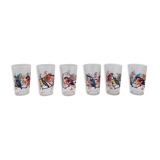 Set of 6 orangeade glasses seriographed "Birds"