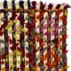 Vintage Turkish Kilim Rug with Colorful Pom Poms, Bed and Sofa Cover