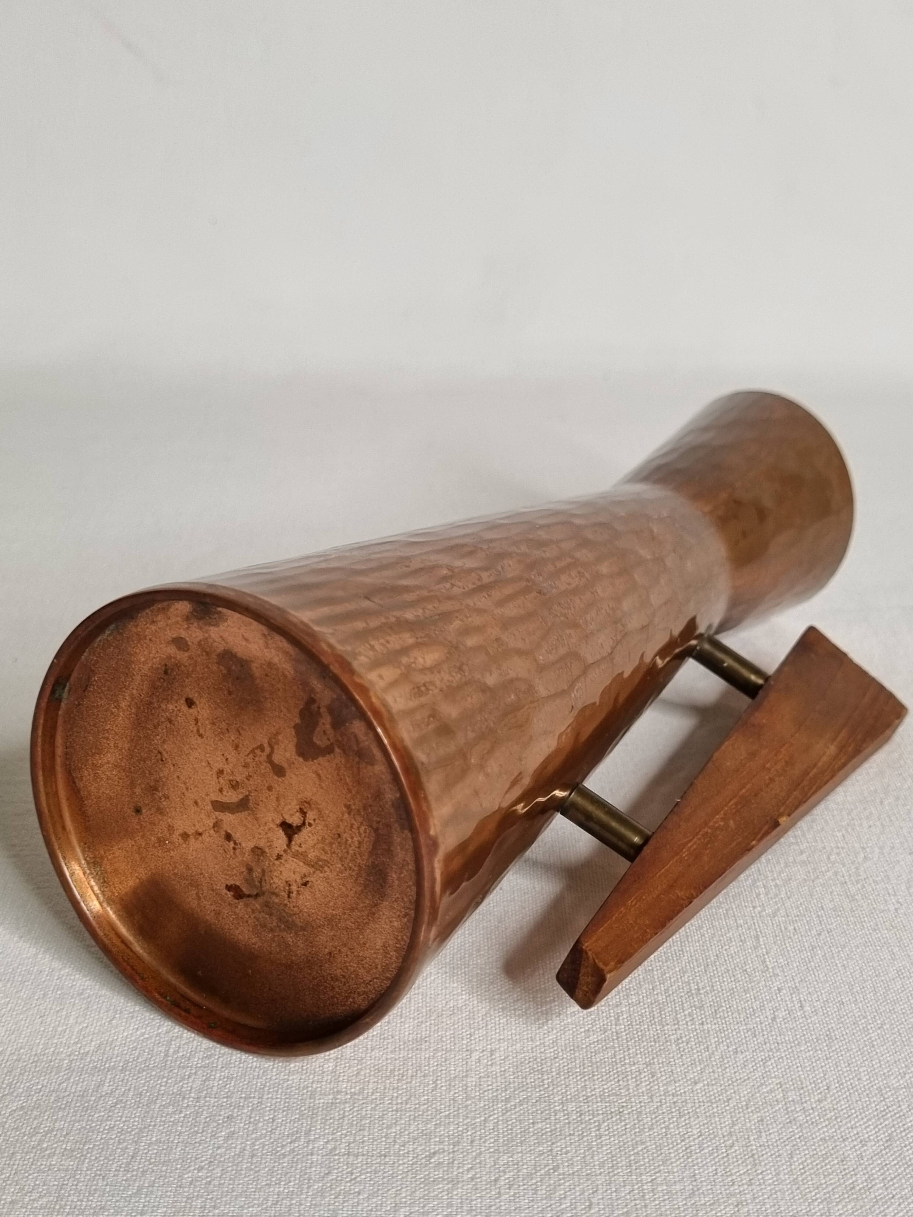 Vase en Cuivre Martelé Dahlmann, design Danois des Années 1960, 21 cm