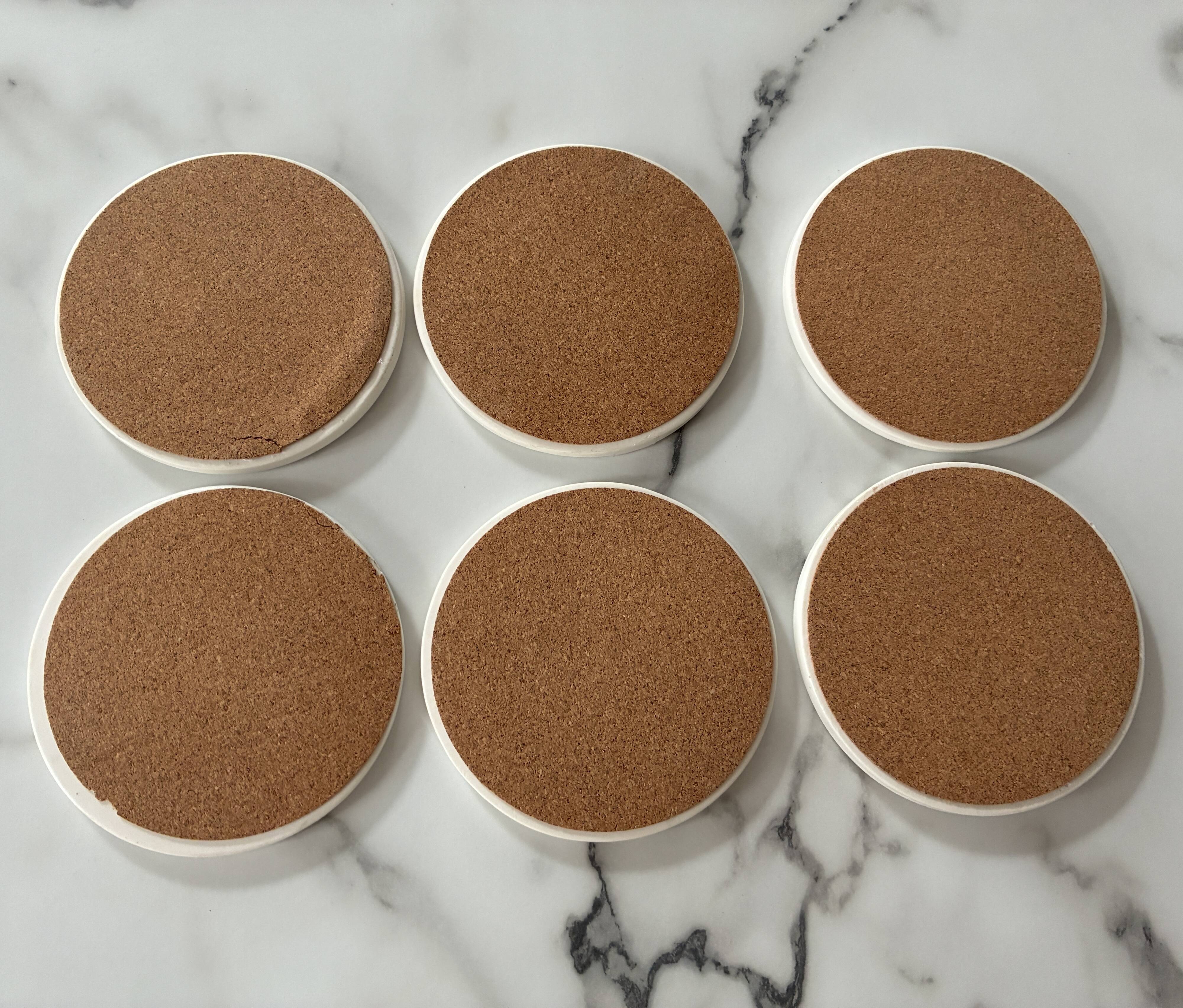 Lot of 6 ethnic ceramic coasters with tribal masks.