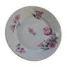 6 assiettes en porcelaine art deco, avec des fleurs roses et feuillage gris