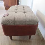 Unique-small vintage bench-ottoman-stool-colonial style - suitcase