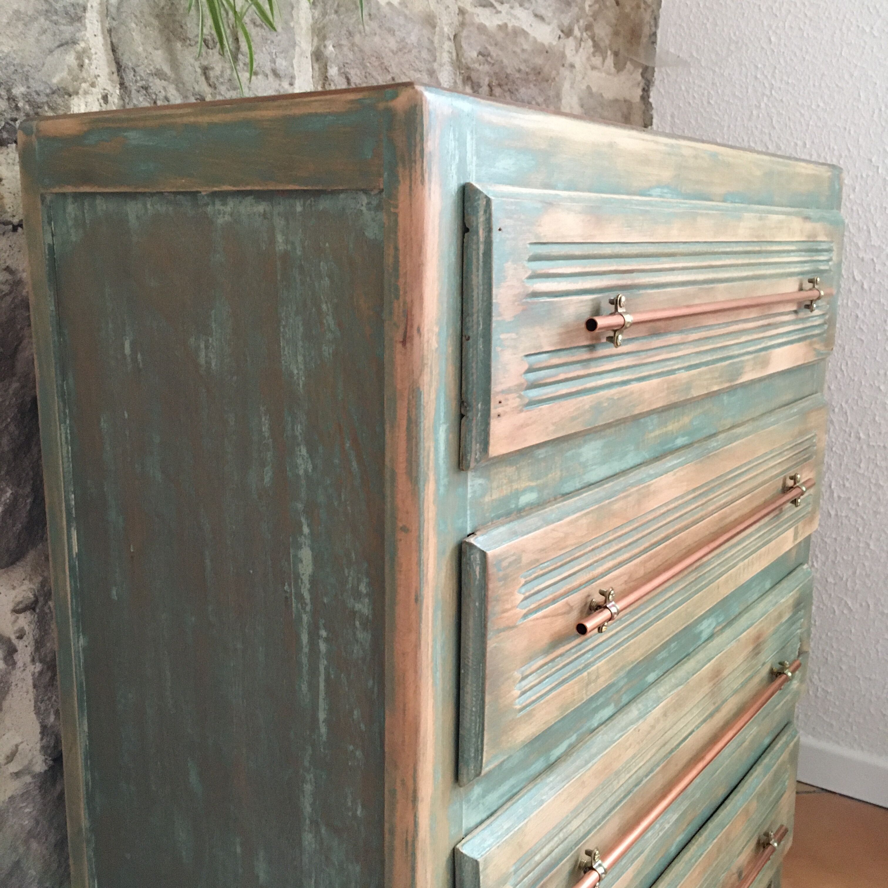 Patinated vintage chest of drawers