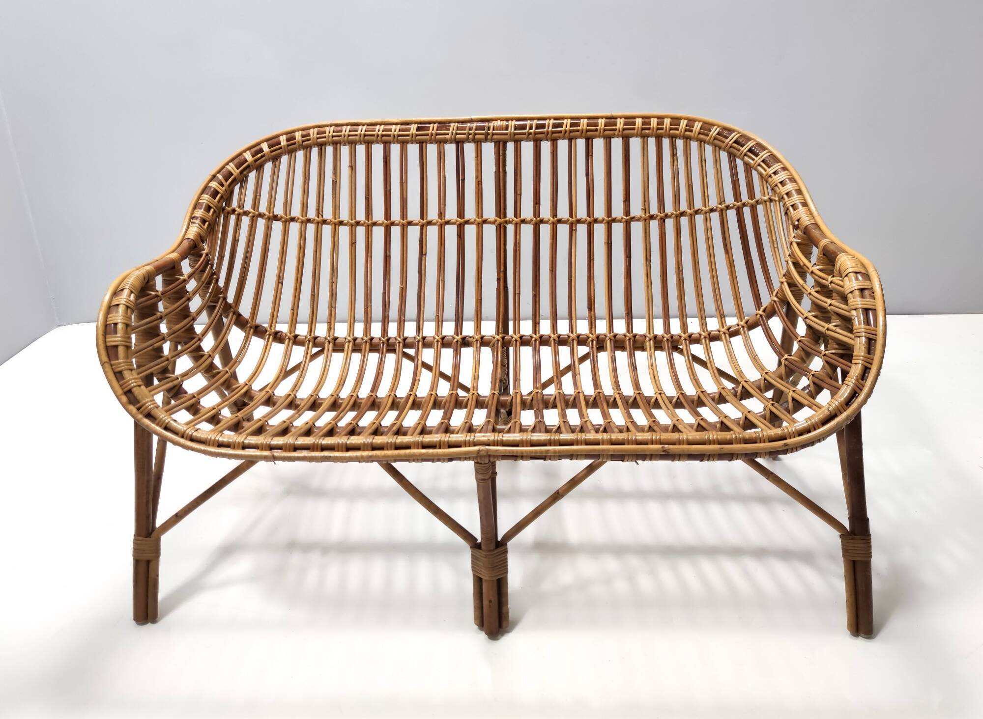 Vintage Two-Seat Bamboo Sofa, Made in Italy