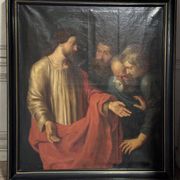 "The Incredulity of Saint Thomas" oil on canvas after the triptych by Rubens, circa 1800.