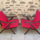 Pair of red scandinavian heater chairs