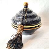 Art Deco Bonbonnière in Black Boom Hyalite Glass from the De Rupel Glassworks