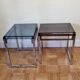 Paire de tables de chevet en plexiglas et chrome bleue et fumé, années 70