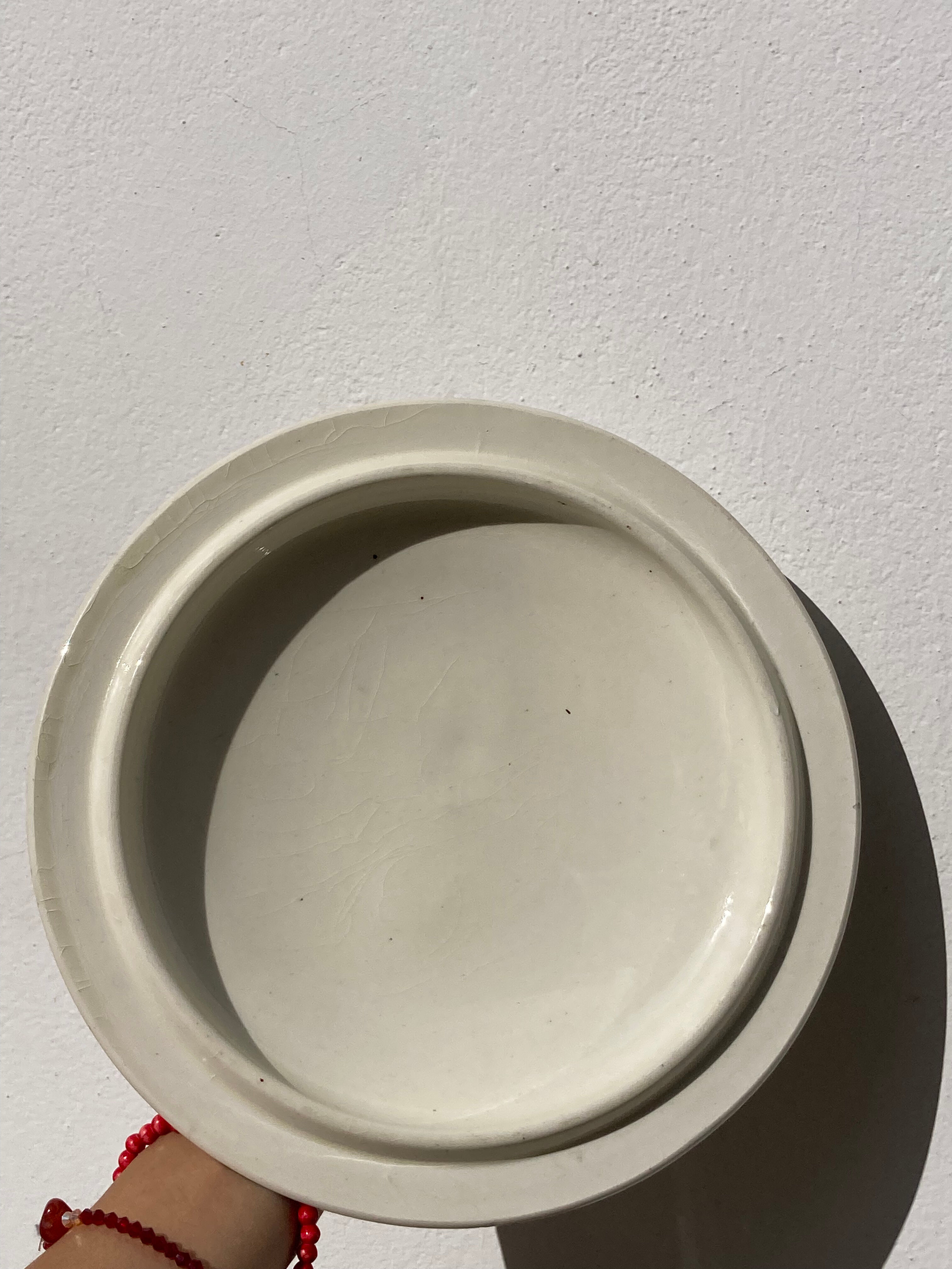 Old iron earth tureen Ninon Salins blue, ceramic and earthenware plate