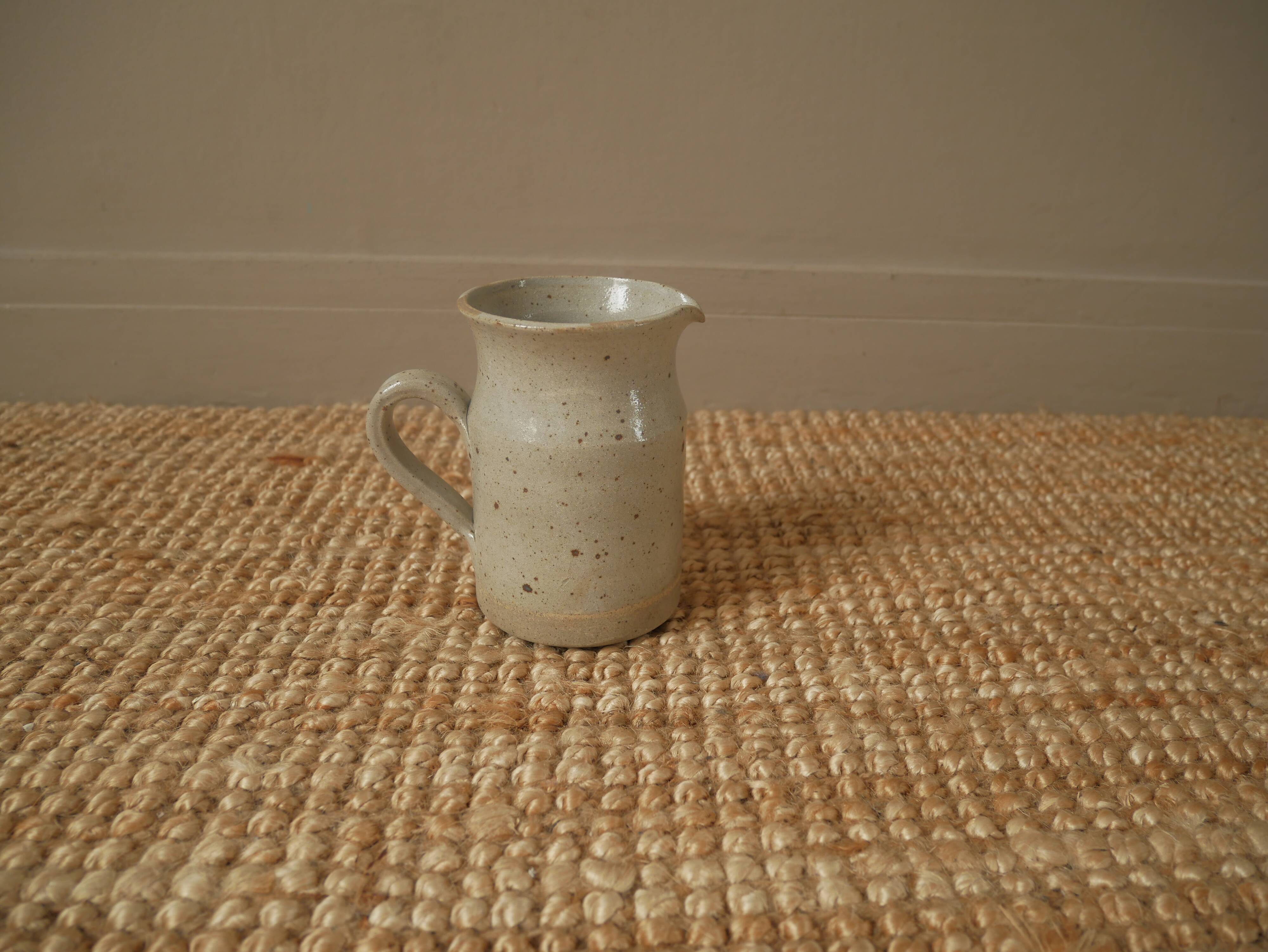 Vintage stoneware pitcher vase with handle Scandinavian country decoration handcrafted ceramic