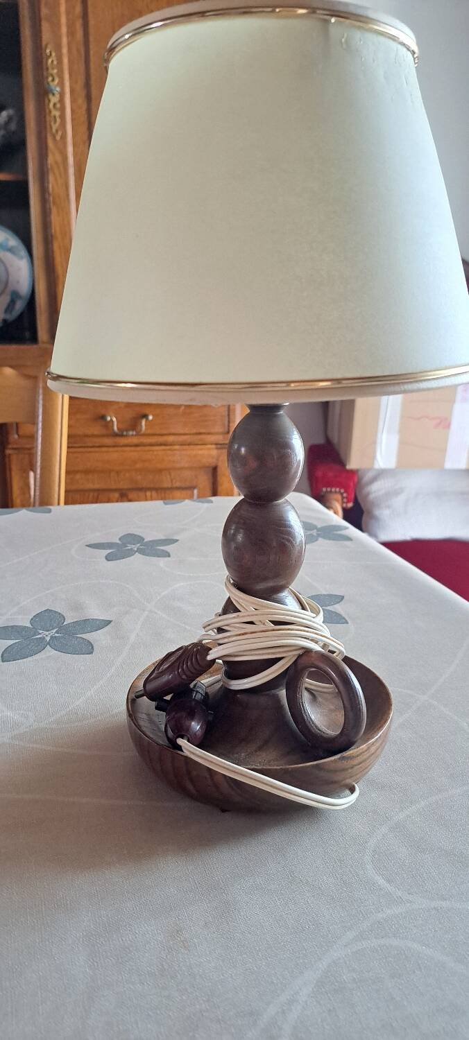 Brutalist style wooden lamp