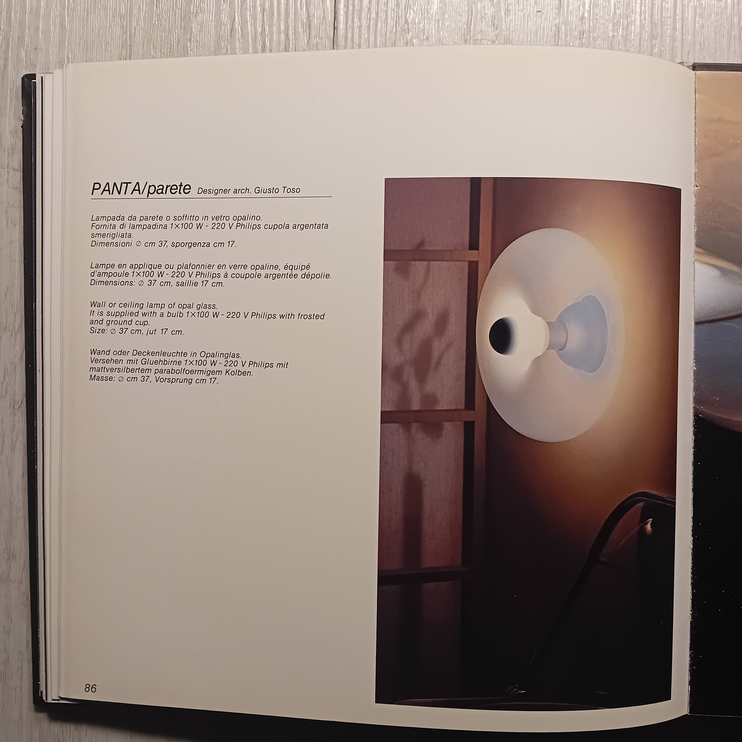 Panta model wall lamp, Giusto Toso, Leucos, 1967