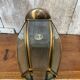 Antique brass lantern ceiling light + 6 faceted beveled glass vintage