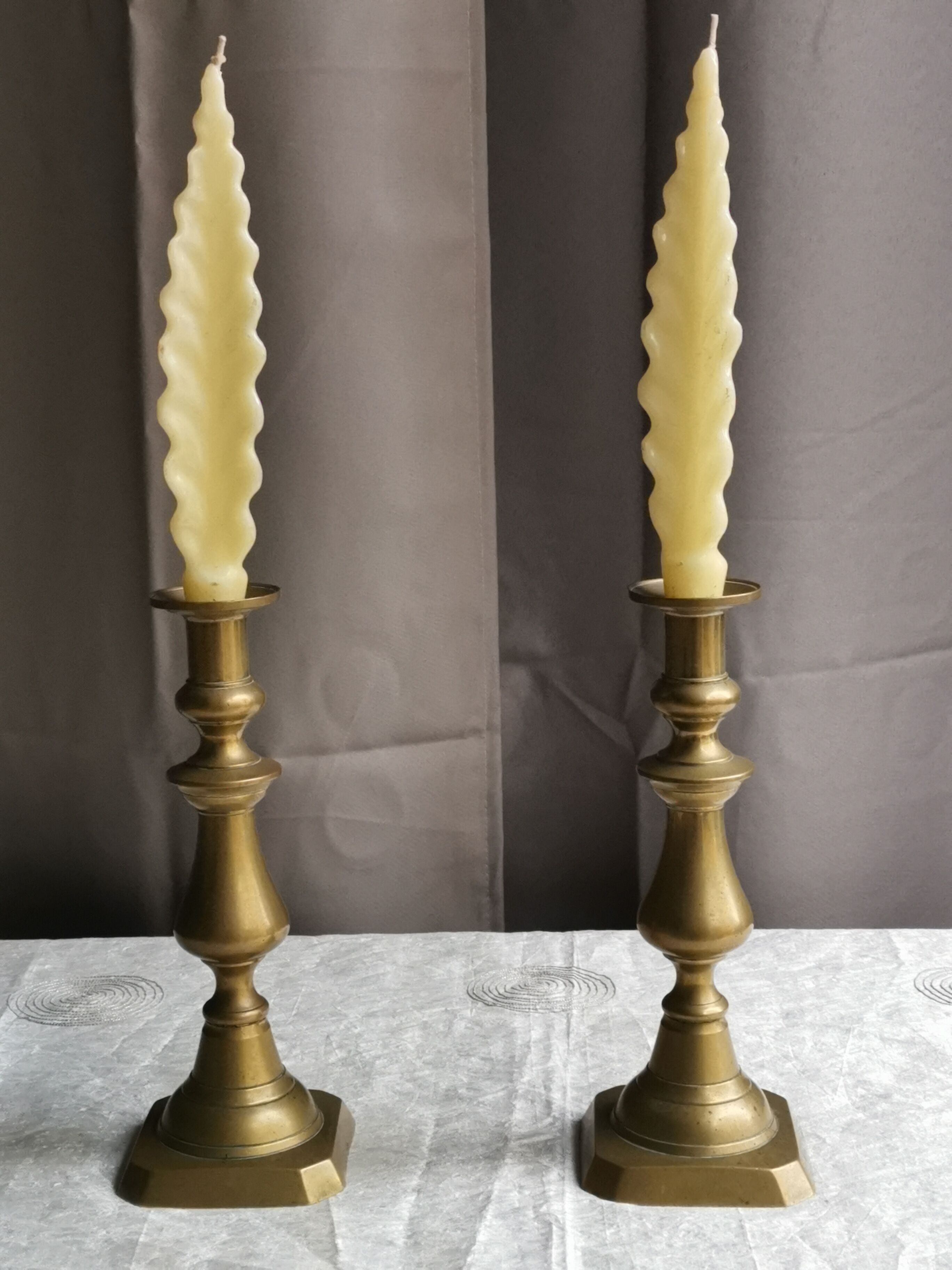 Pair of brass candlesticks