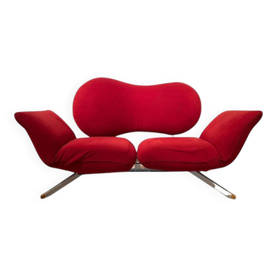 Canapé convertible postmoderne en tissu rouge attribué à Bonaldo, Italie, années 1980.