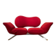 Postmodern Convertible Sofa in Red Fabric attributed to Bonaldo, Italy, 1980s