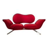 Canapé convertible postmoderne en tissu rouge attribué à Bonaldo, Italie, années 1980.