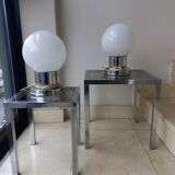 Pair of mcm chromed lamps