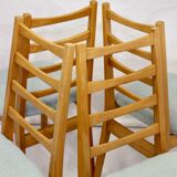Set of 4 year old Scandinavian chairs restored fabric Edition Lelievre .
