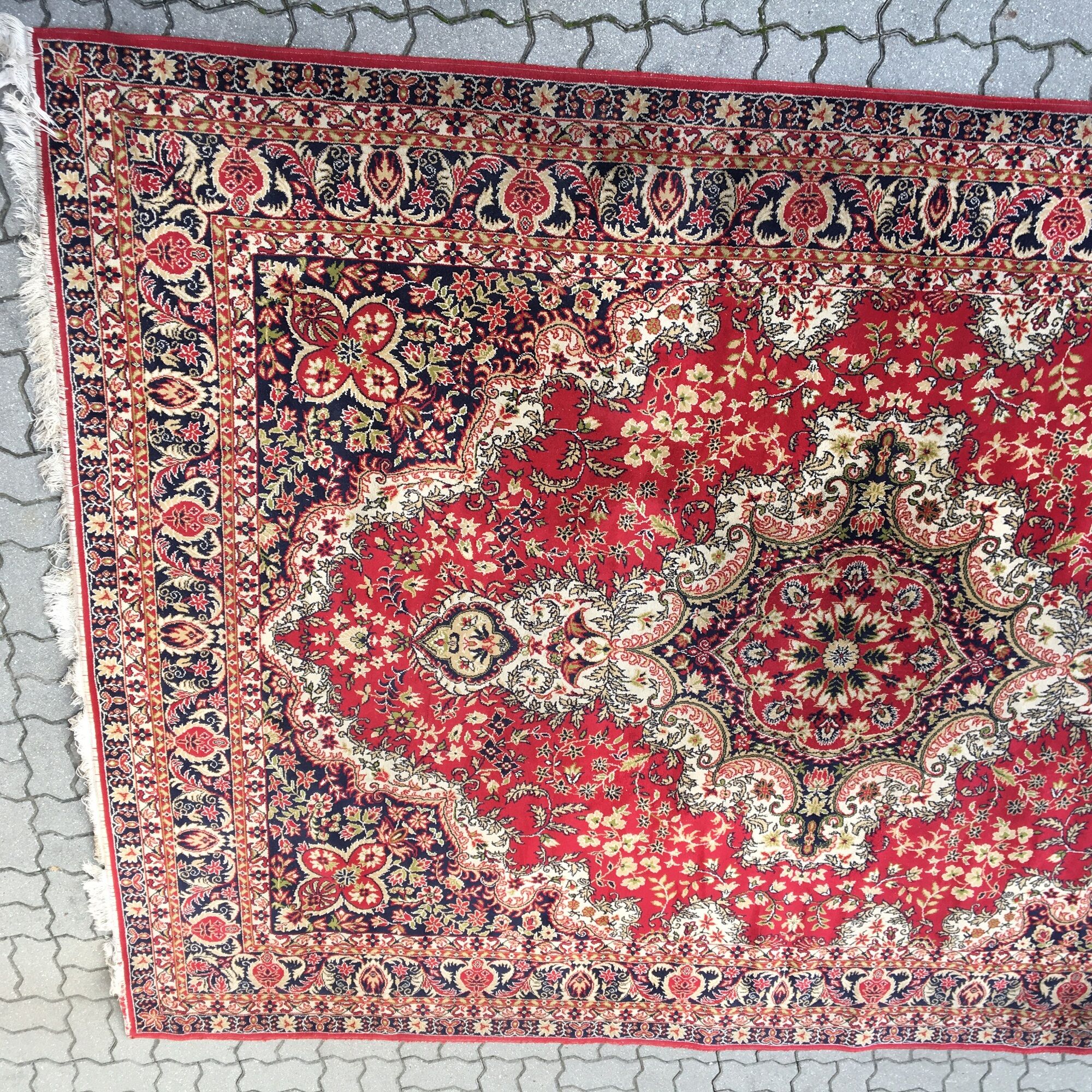 Vintage rug carpet 70s mid century Czechoslovakia red 253cm x 350cm