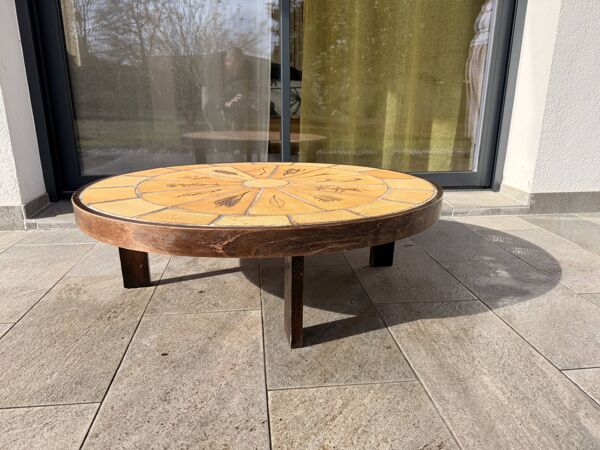 Table basse ovale Roger Capron modèle Herbier