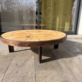 Oval coffee table Roger Capron model Herbier