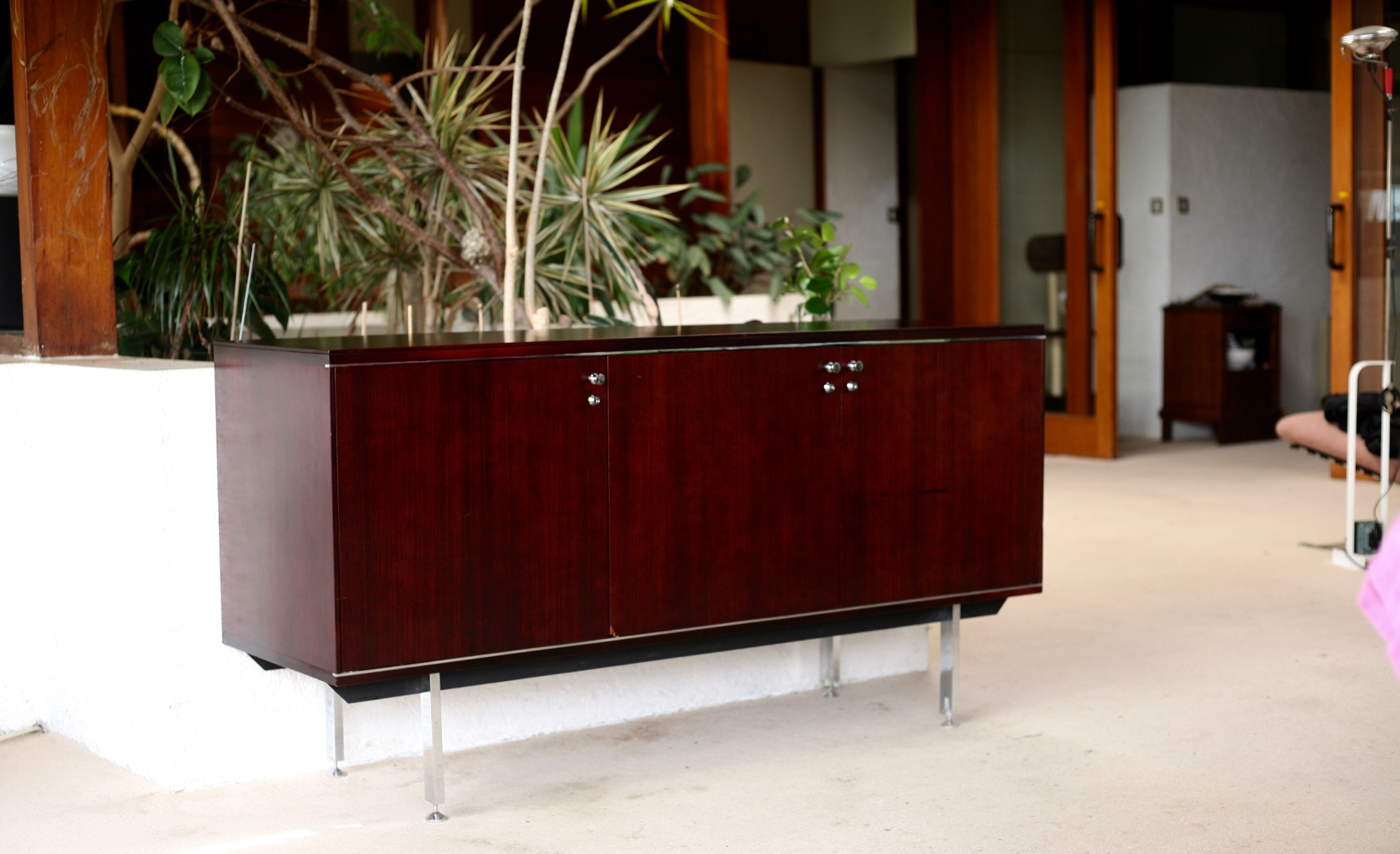 Sideboard solid wood and steel, France, cira 1970, Negroni edition