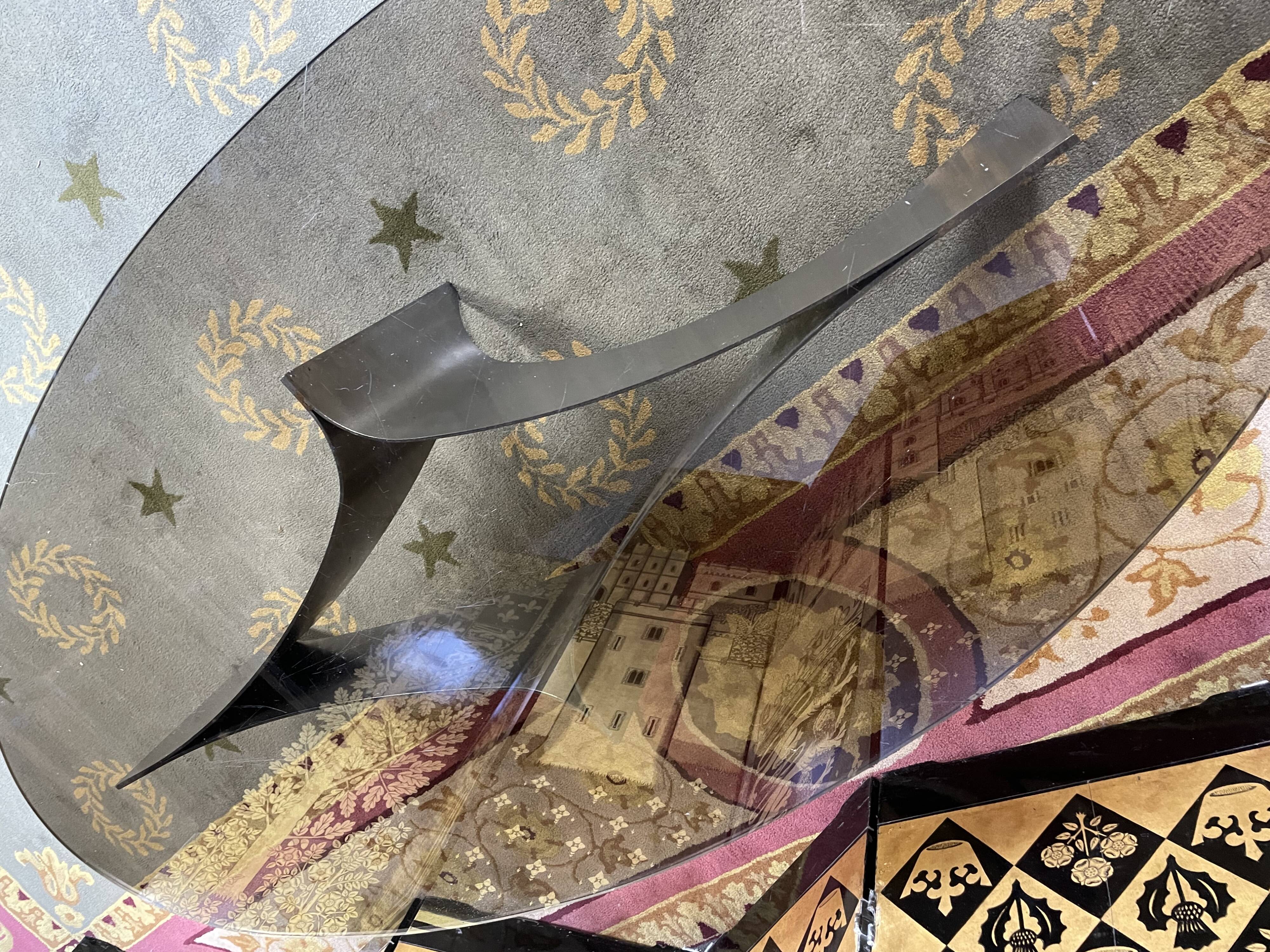 Coffee table 1970 in stainless steel and glass