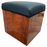 Art Deco Cubic Stool in Walnut Veneer, France, 1930s