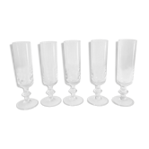 Set 5 flûtes à champagne en verre bullé dans le style Biot