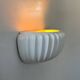 Vintage white earthenware wall lamp, shell, France 1970