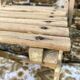 Antique folding chair with wooden slats