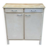 Beige wooden vintage buffet from the 1950s in Parisian Mado style.
