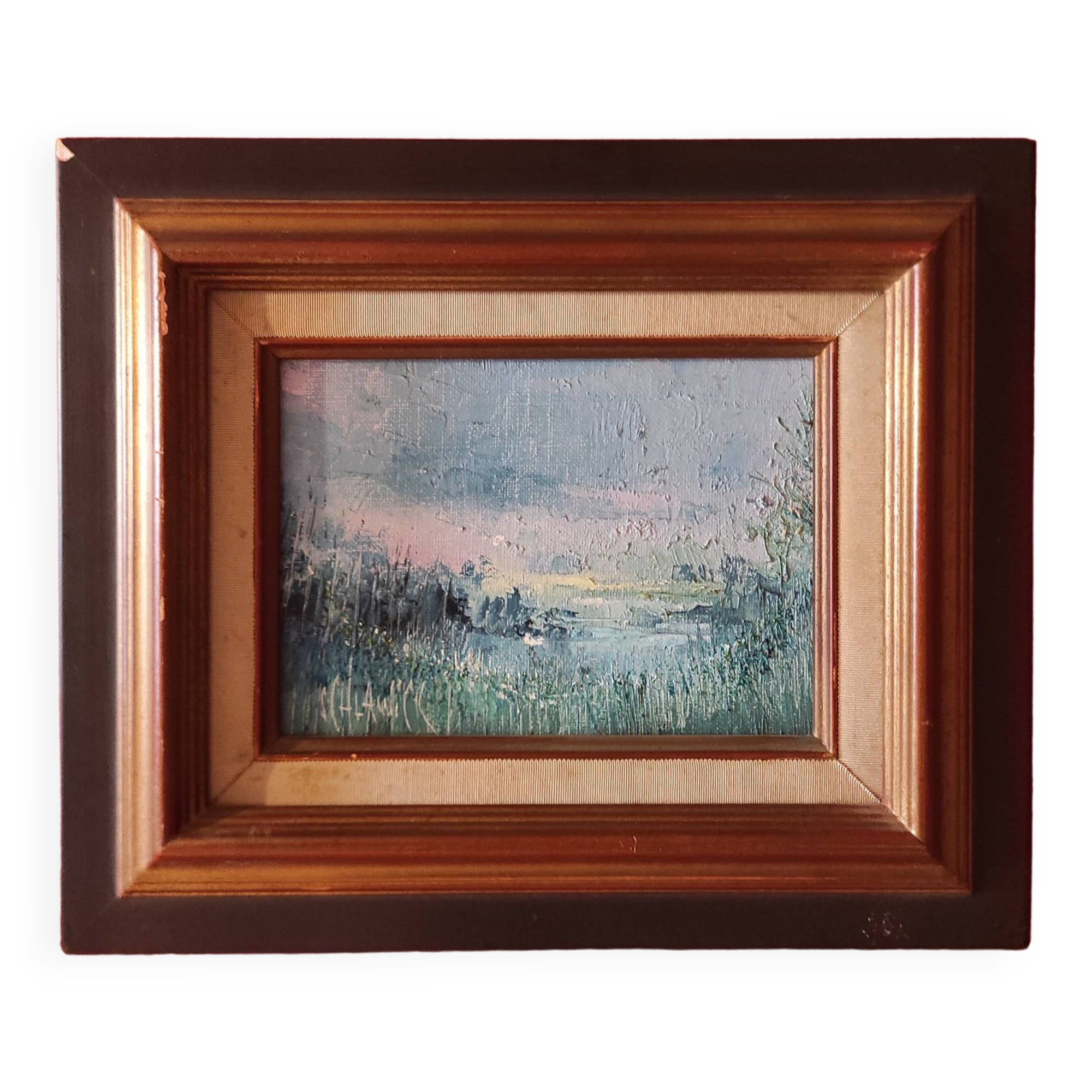 Vintage oil painting, "Les Matinés", signed Alain Schlawick