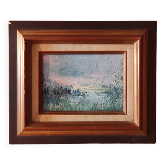 Peinture à l'huile vintage, "Les Matinés", signée Alain Schlawick