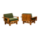 Pair of modernist style armchairs in pitch pine. 1960s.