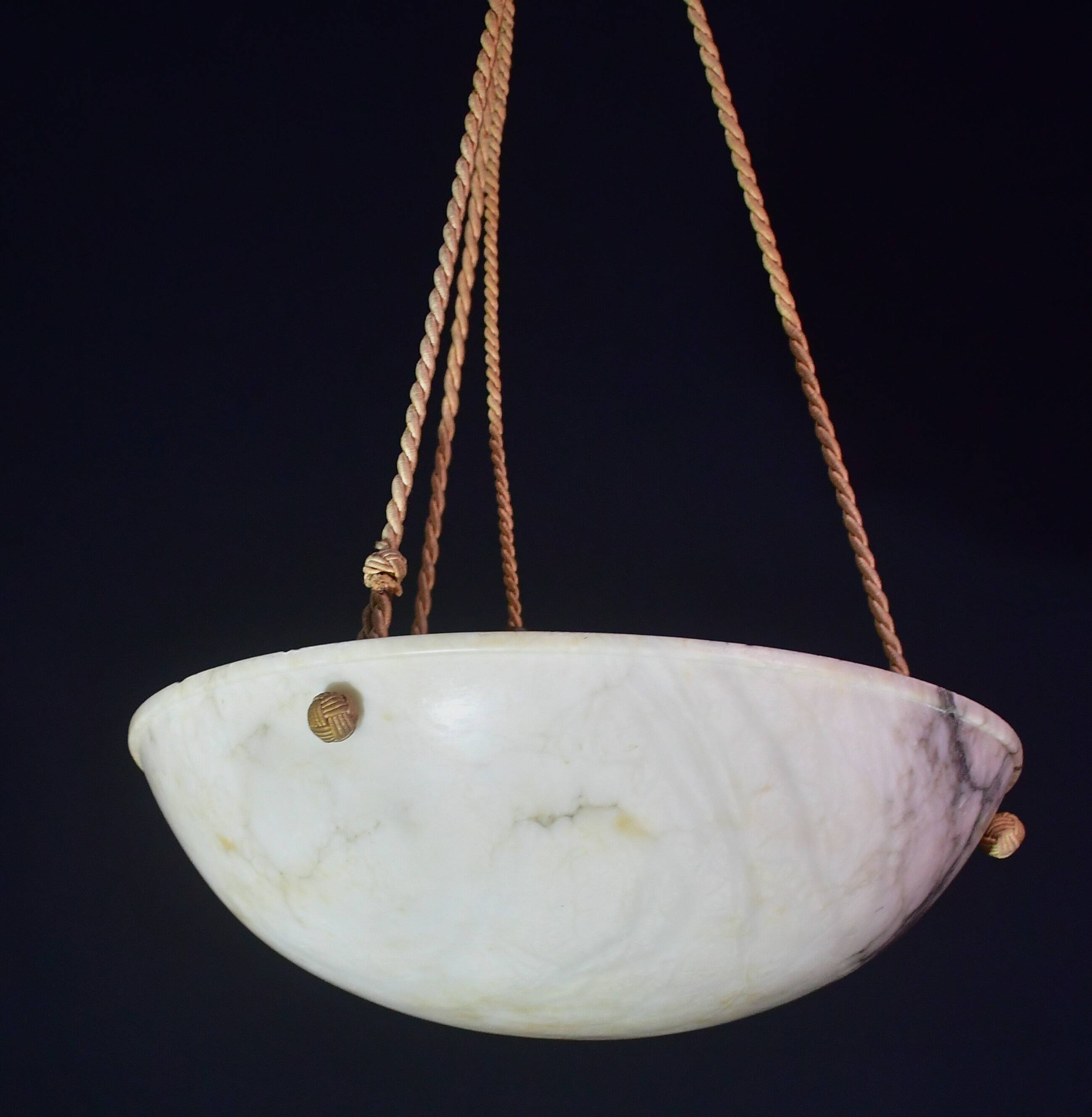 Great size superb Art Deco white alabaster chandelier, 1930s