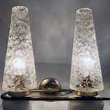Applique double vintage • acier, laiton & verre • 1950