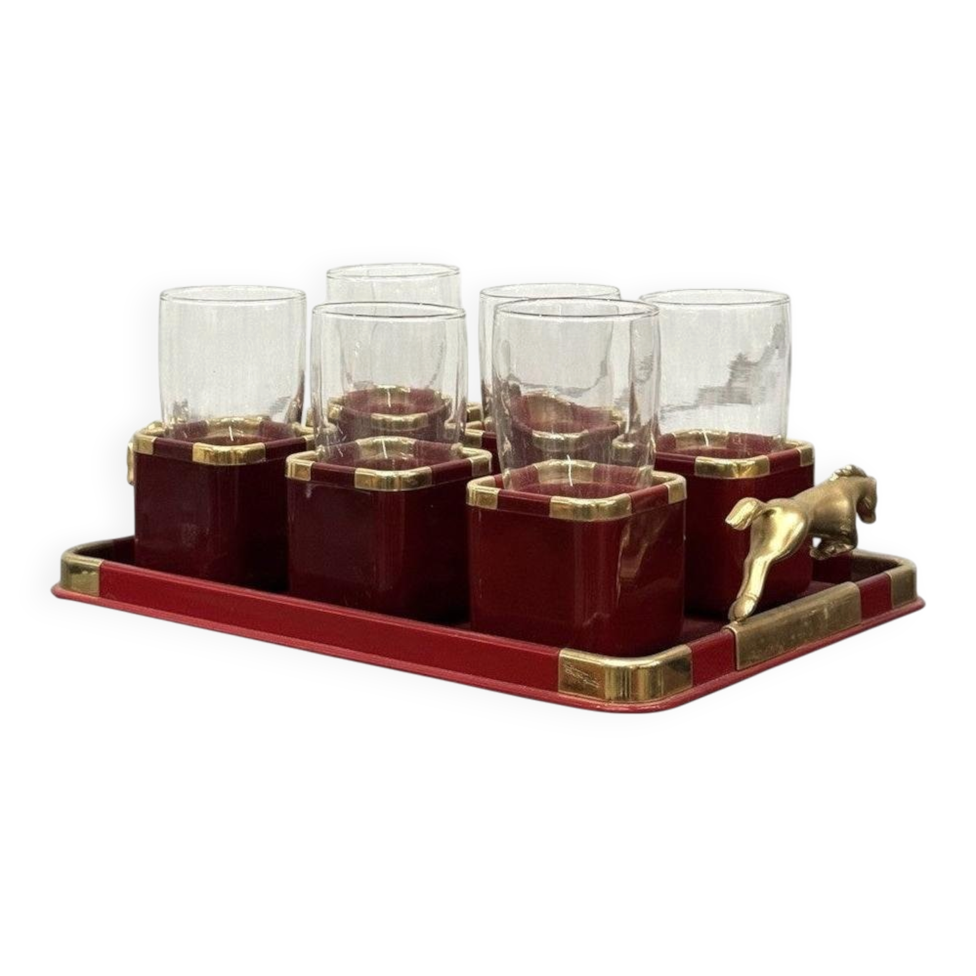 Hollywood Regency Glasses and Tray Set by Hans Turnwald, 1970s, Set of 7