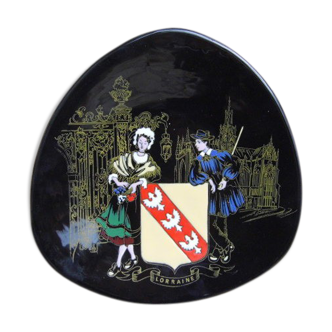 Longwy enamel plate, 60/70s, "Lorraine" décor