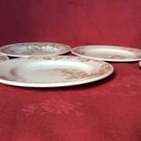 Set de 4 assiettes plates anciennes terre de fer decor de feuille de vignes