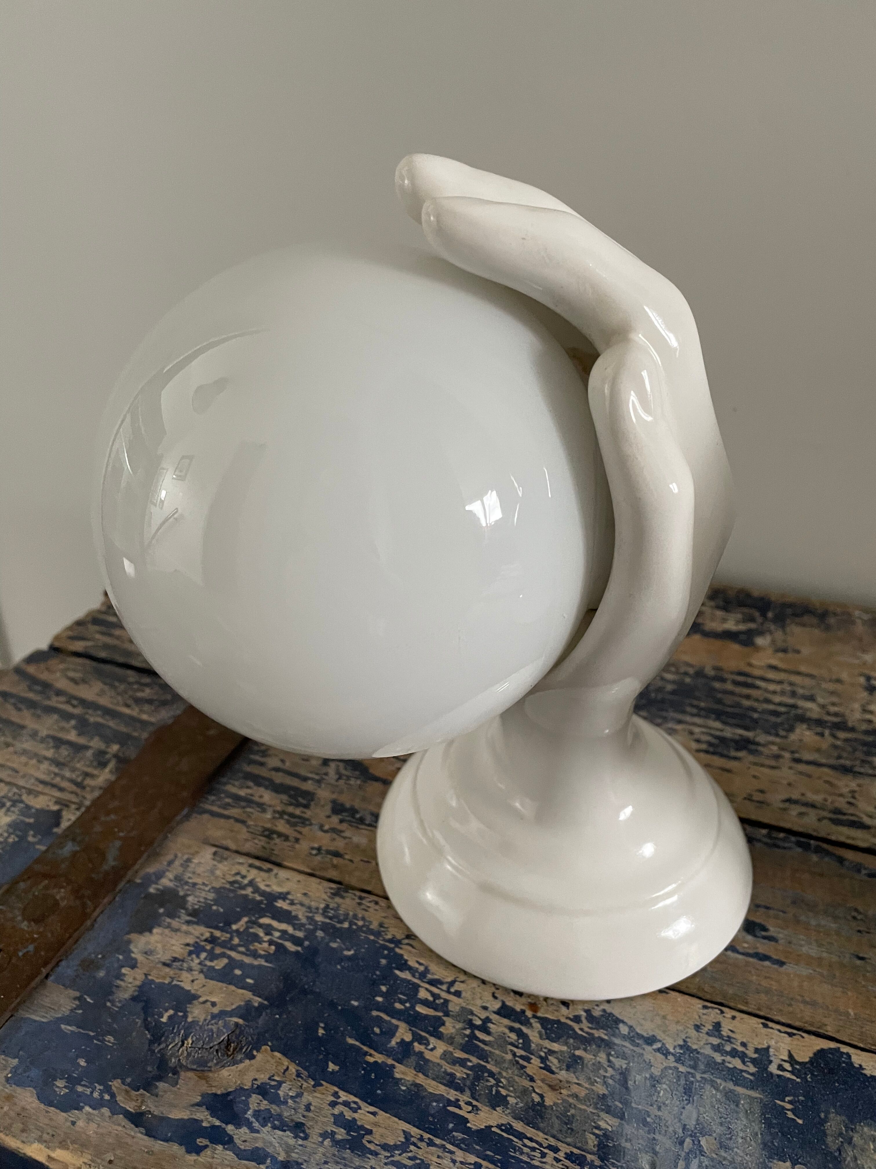 Set of two white ceramic hand sconces