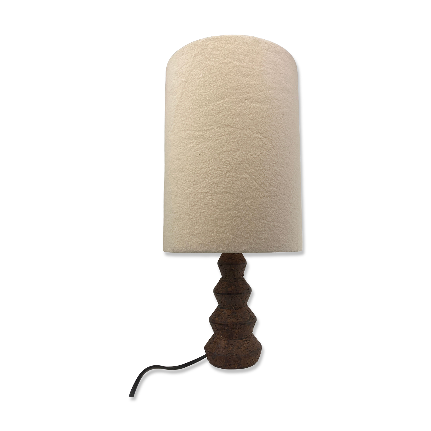 Lampe tabl en céramique brutaliste « liège » abat-jour en tissu Teddy. Néerlandais des années 1960