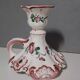 Antique earthenware candle holder - Strasbourg decor - handmade
