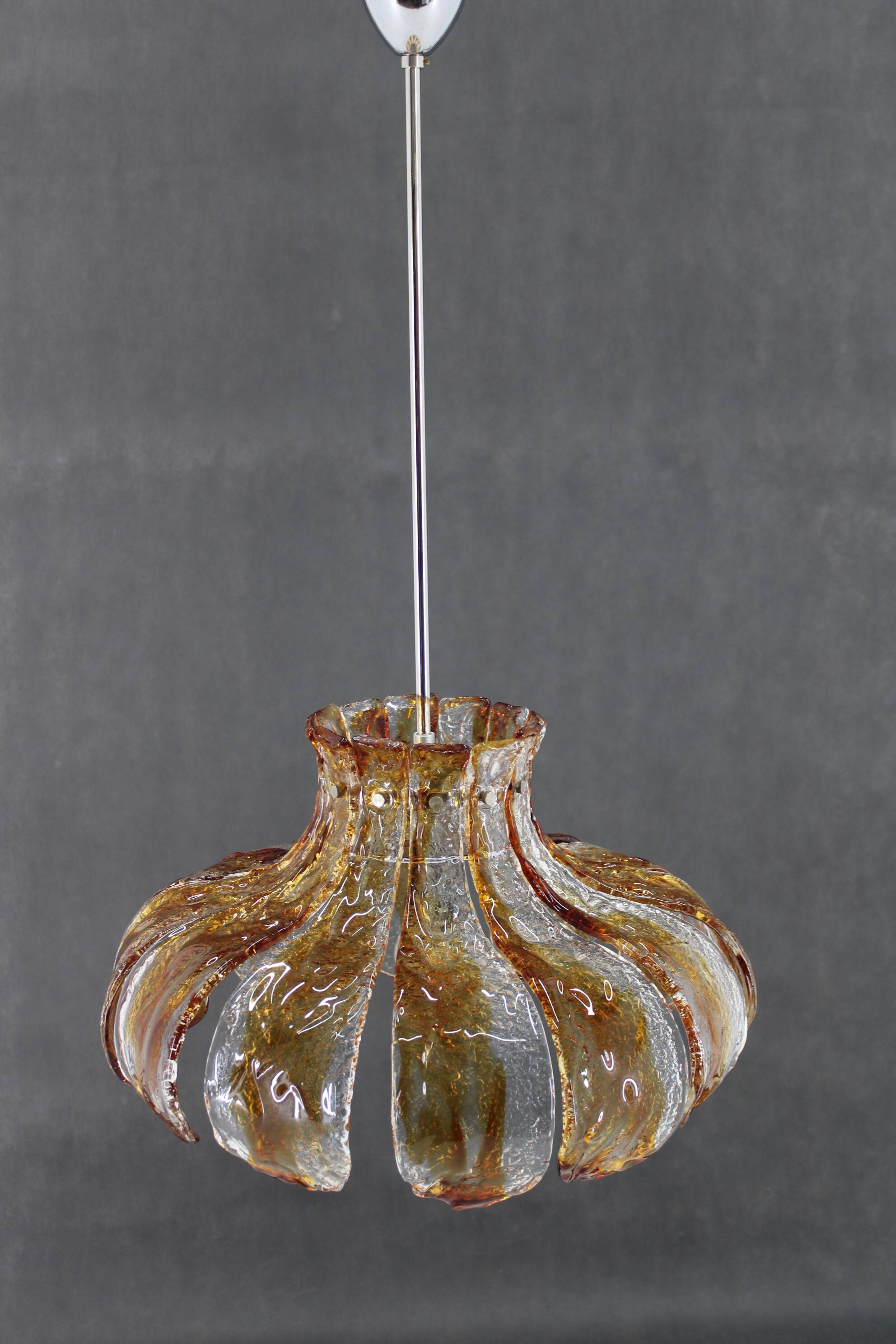 1970s Large Murano Glass Chandelier Mazzega, Italy