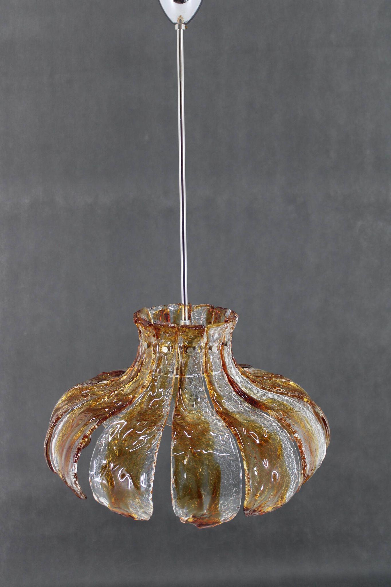 1970s Large Murano Glass Chandelier Mazzega, Italy