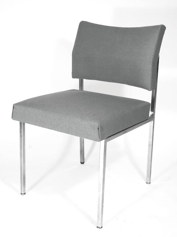 Reupholstered chrome office chair