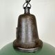 Industrial green enamel factory lamp with cast iron top, 1960s