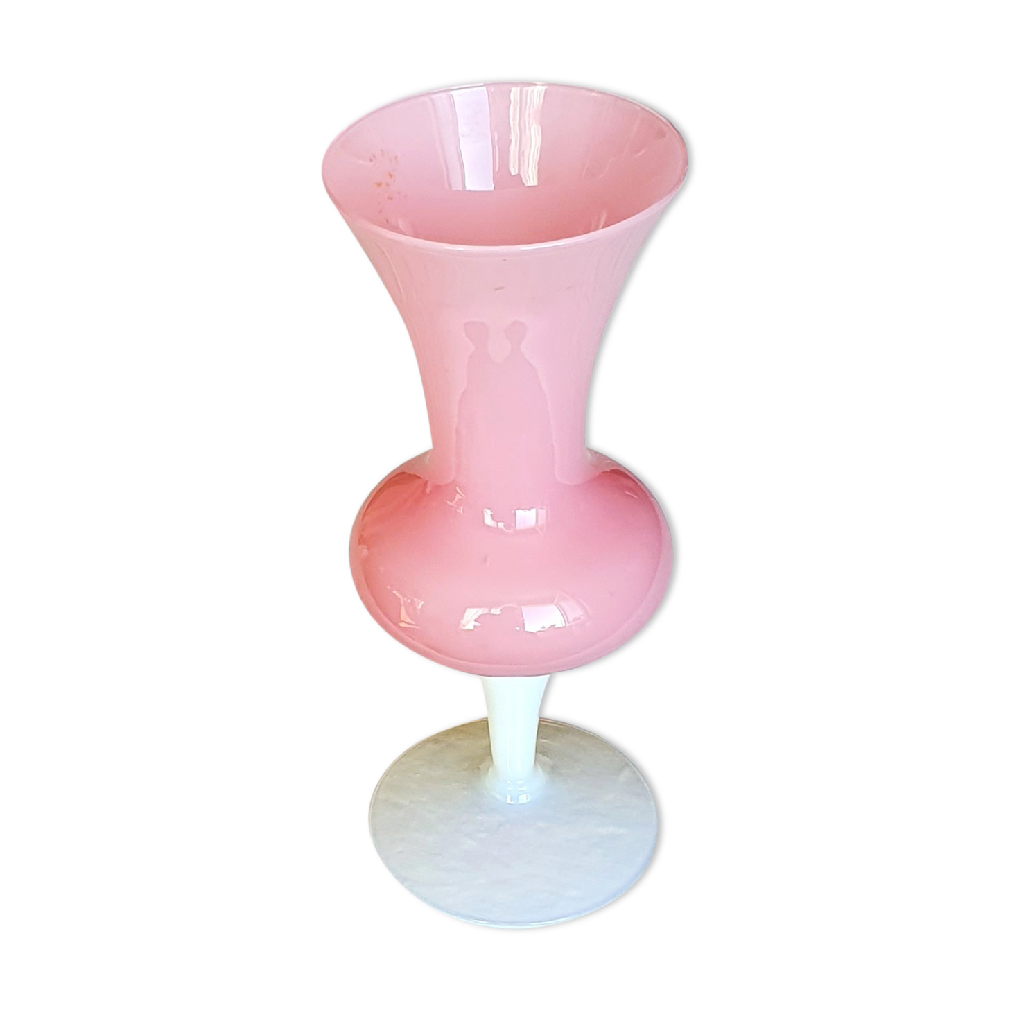 Large opaline vase on foot