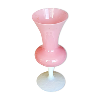 Large opaline vase on foot
